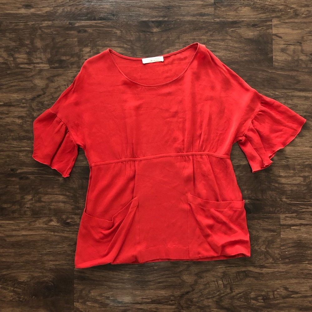 Stella McCartney: Red silk blouse with pockets